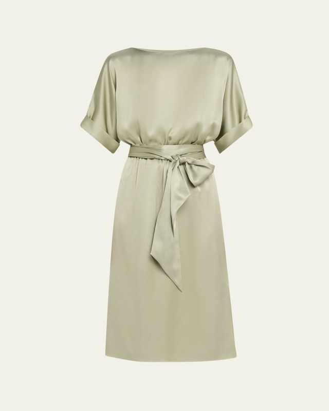 Caren Belted Silk Midi Dress